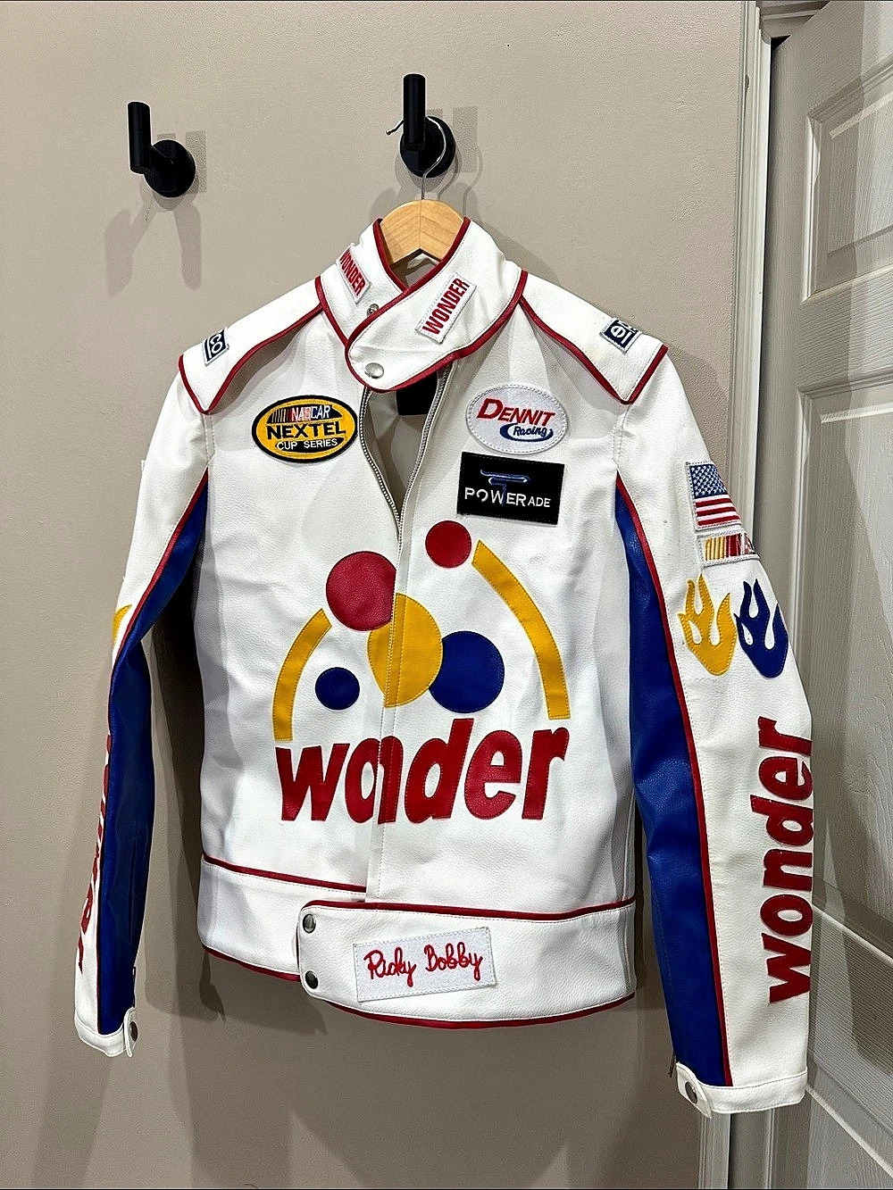Wonder Ricky Bobby Racing Jacket White & Blue Racing Jacket Like New